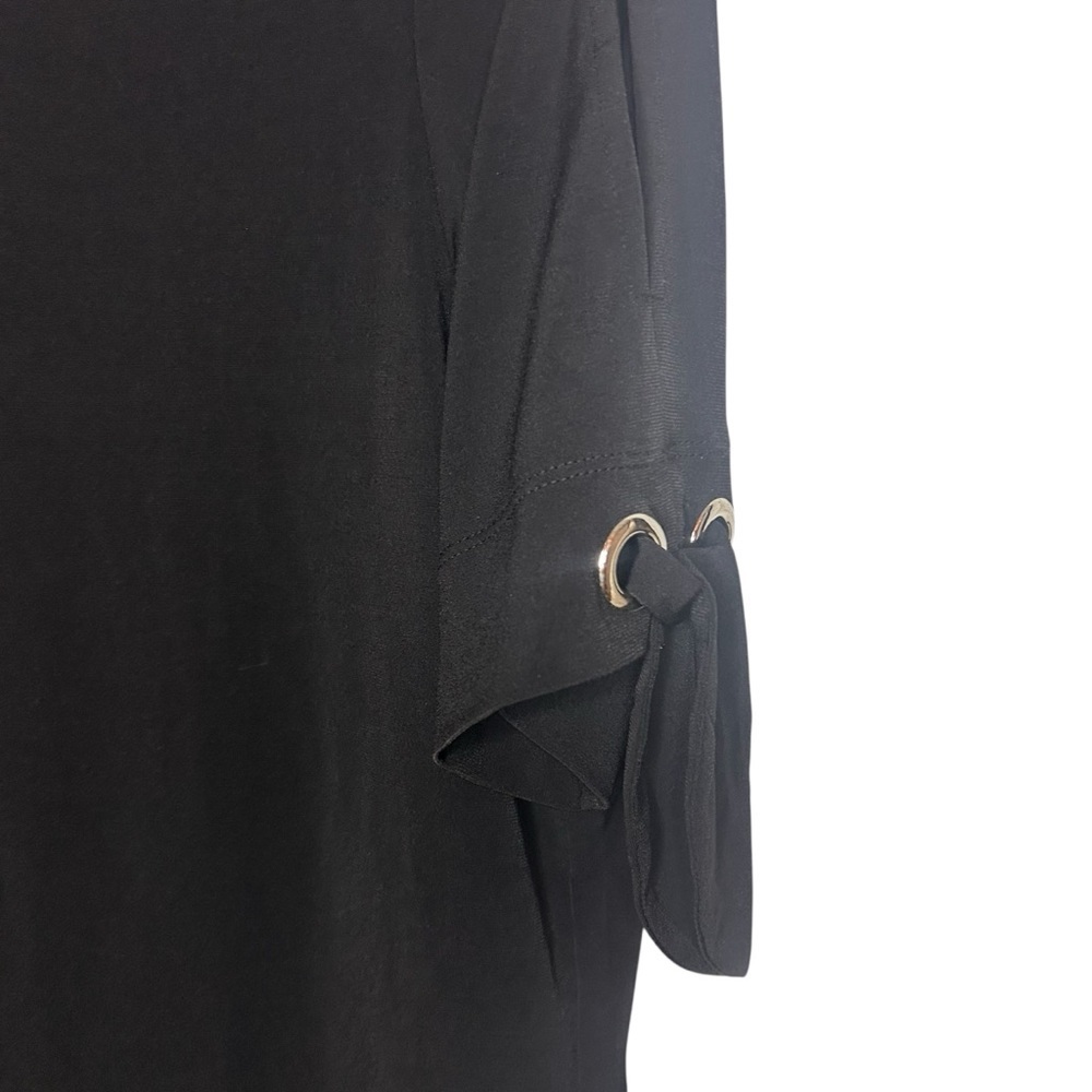 Susan Graver Black Blouse XL Tie Sleeve Career Travel Top - Picture 7 of 10